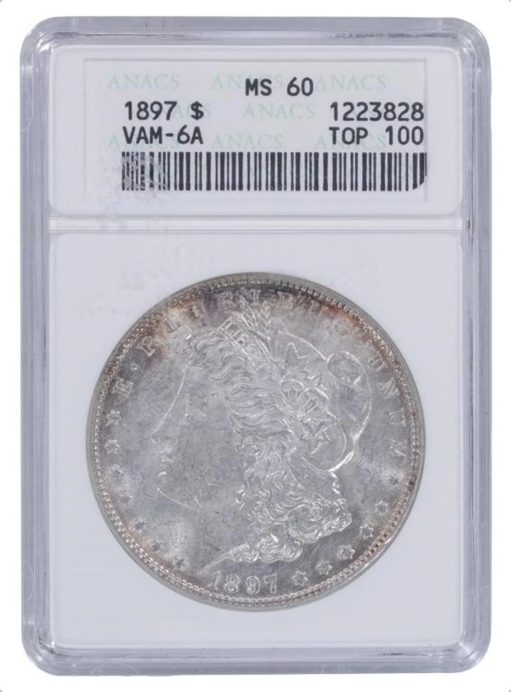ANACS MS-60 Vam-6a 1897 Morgan Dollar
