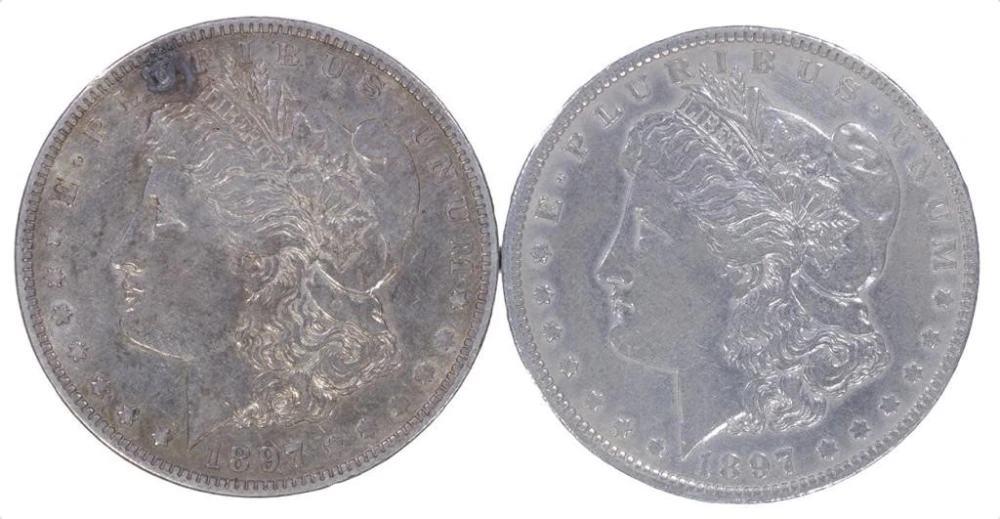 AU Details 1897-O Morgan Dollar Pair