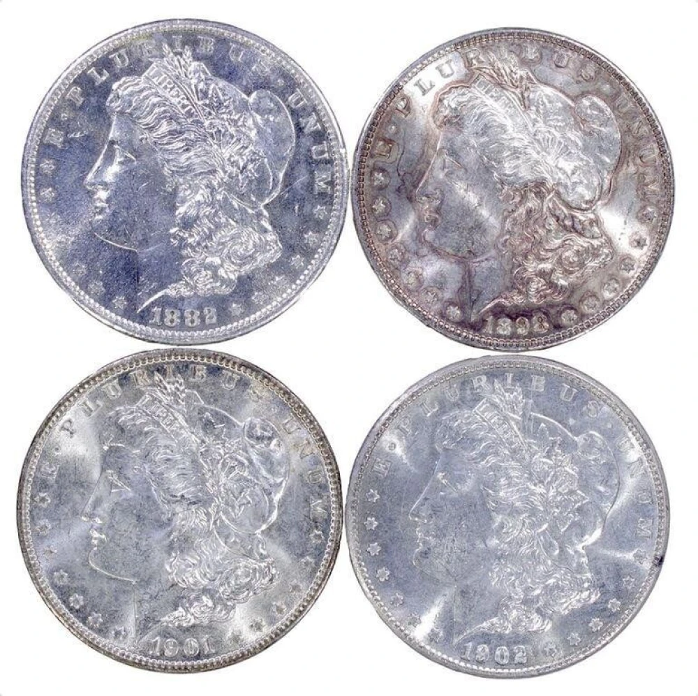 4 Different BU Morgan Dollars