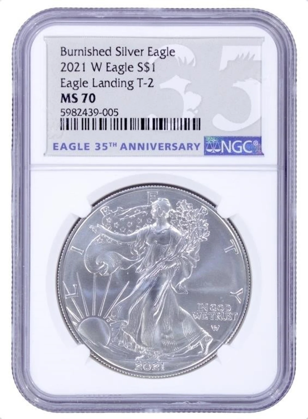 2021-W NGC MS-70 Burnished T-2 Silver Eagle