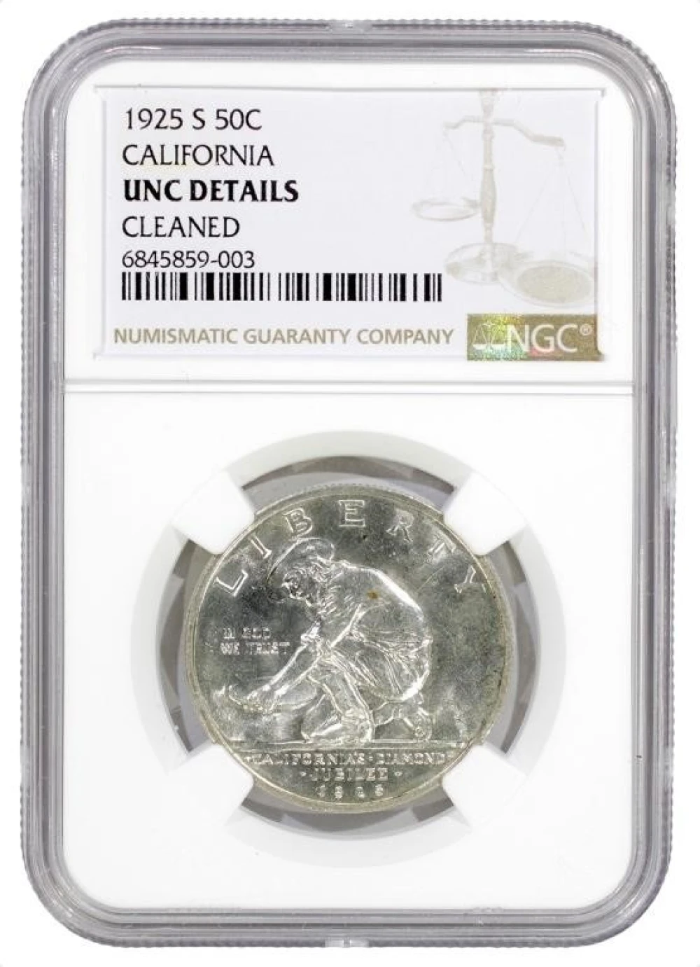NGC UNC Details 1925-S California Half Dollar
