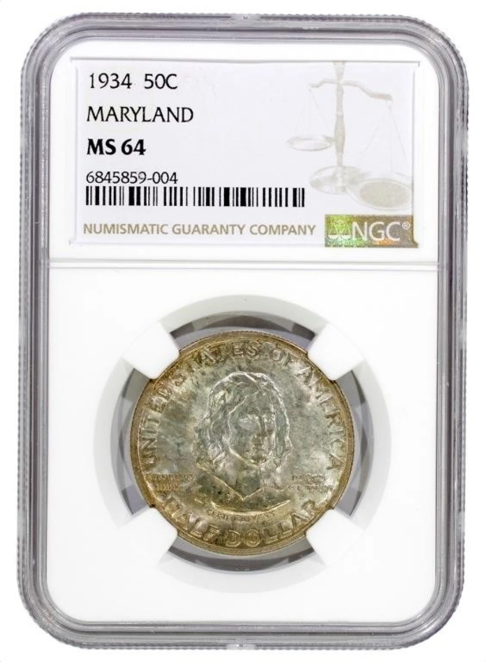NGC MS-64 1934 Maryland Half Dollar