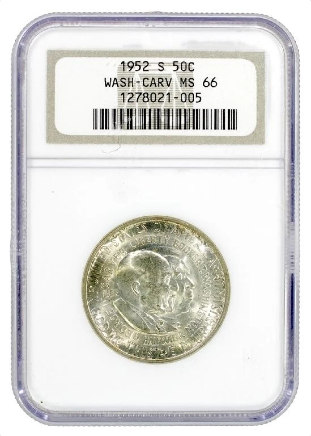 NGC MS-66 1952-S Washington-Carver Half Dollar