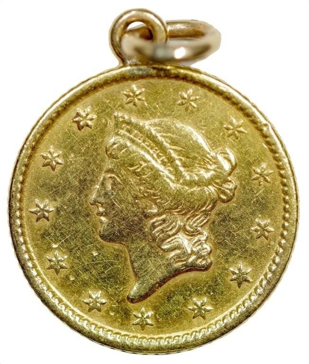 AU Details Looped 1853 $1.00 Gold