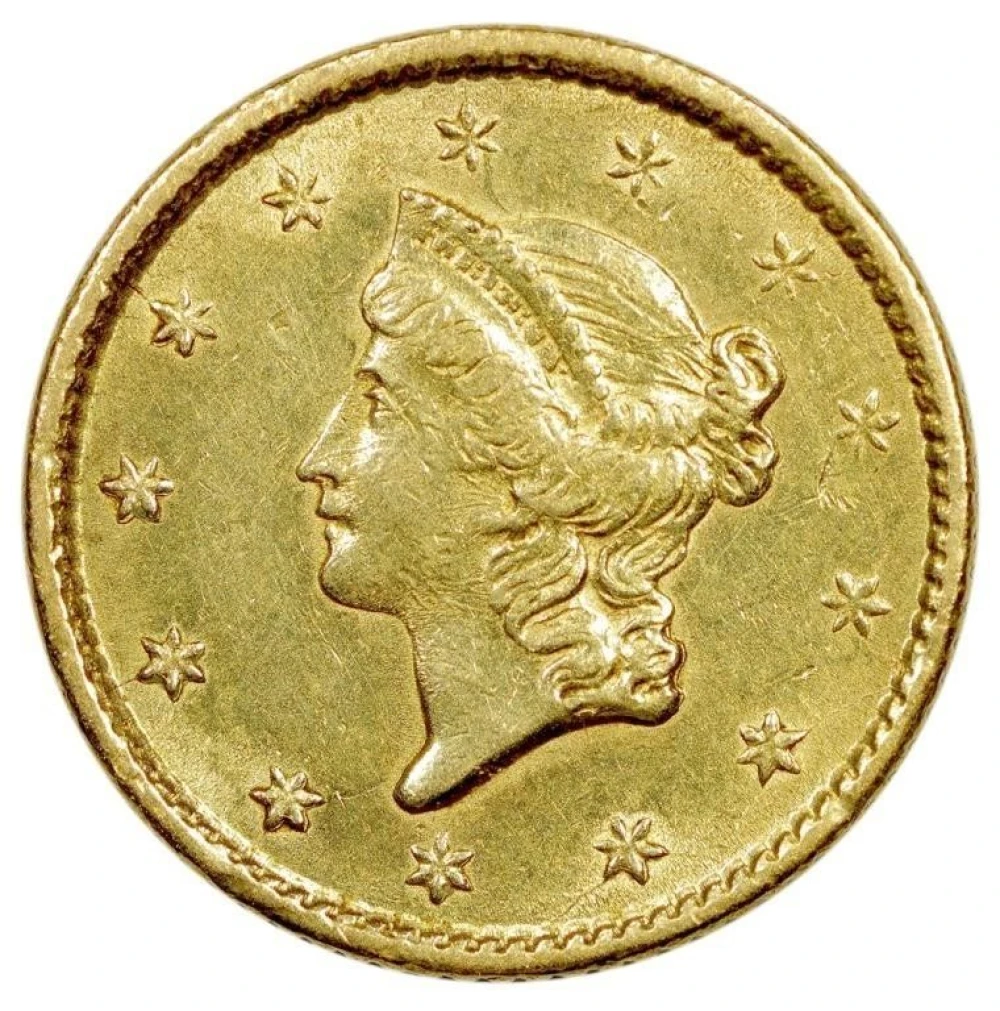 AU-50+ 1853 $1.00 Gold