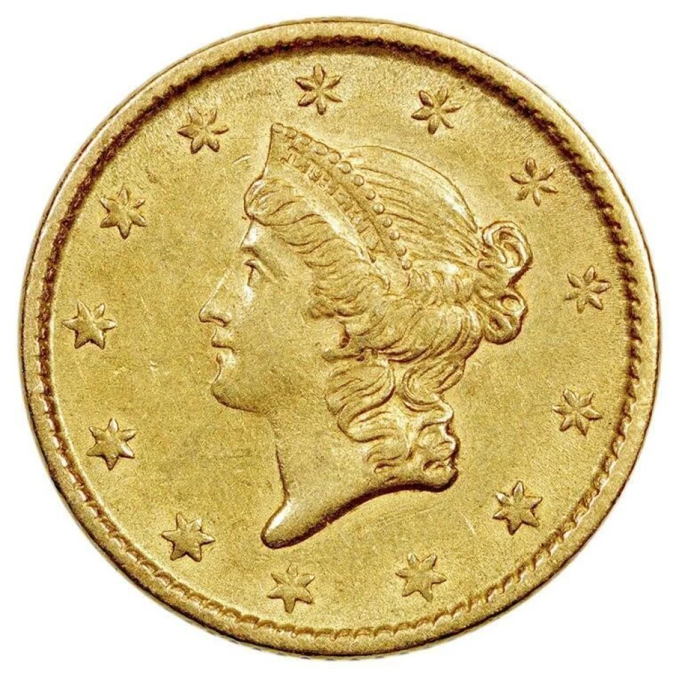 A 2nd AU-50+ 1853 $1.00 Gold