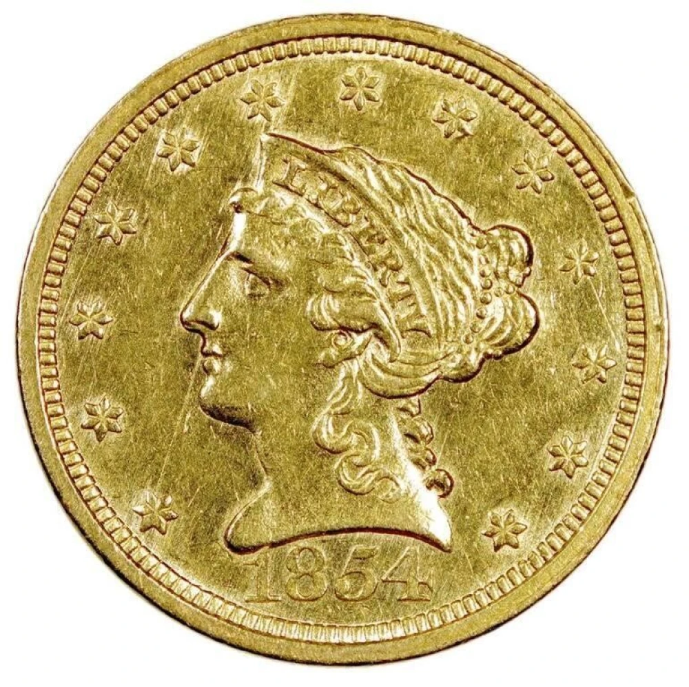 AU Details 1854 $2.50 Gold Liberty