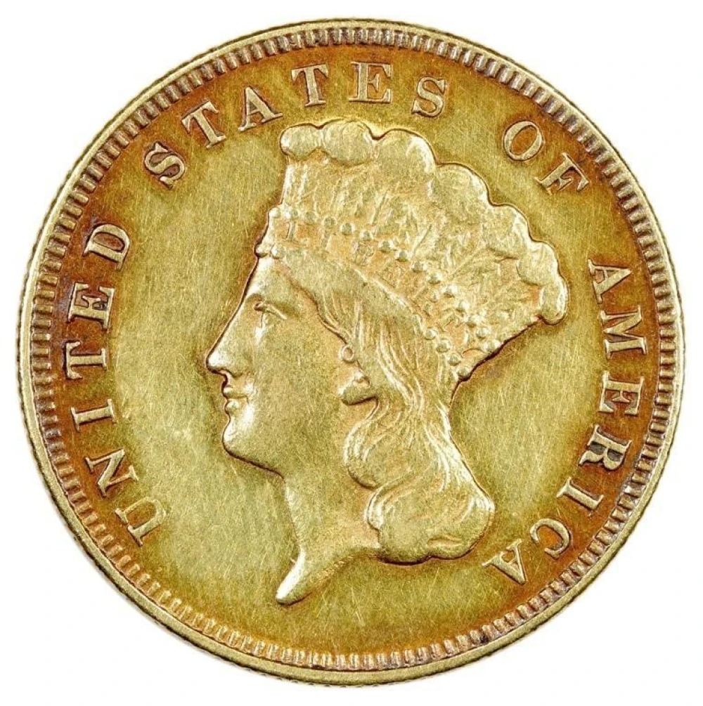 AU-50 1874 $3.00 Gold