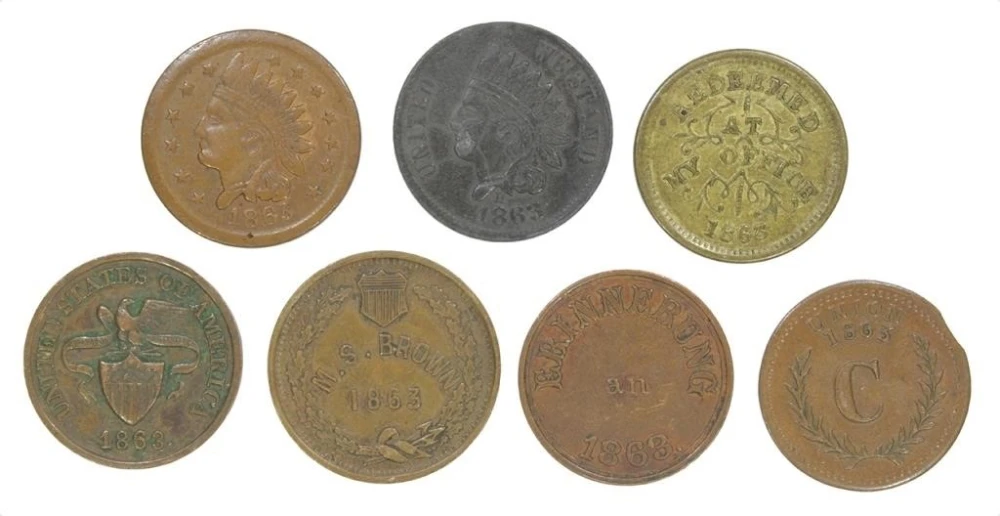 7 Different Civil War Merchant Tokens