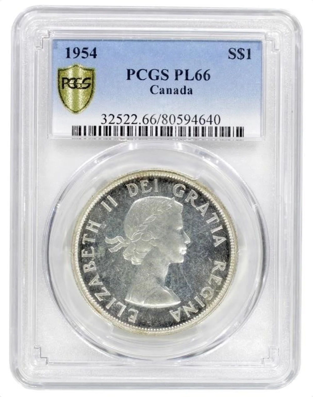 PCGS PL66 1954 Canadian Silver $1