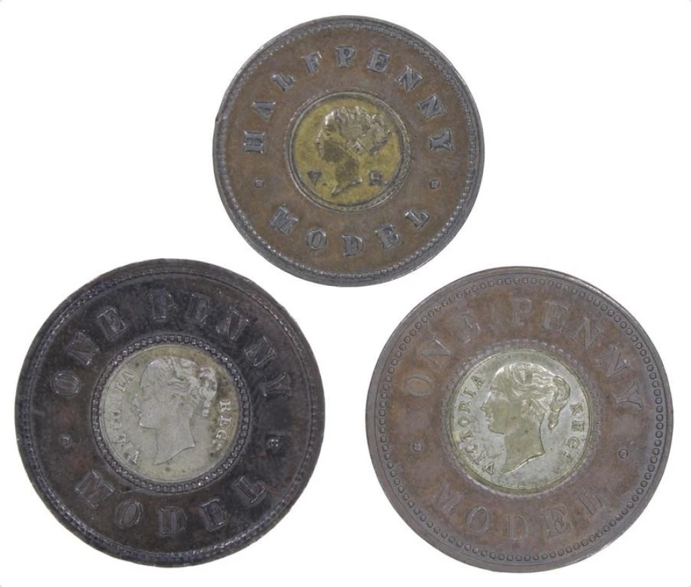 Great Britain. 3 Pieces Model Coinage