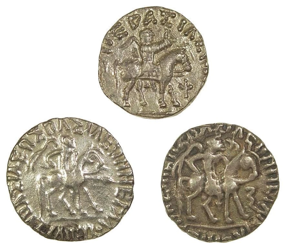 Indo-Scythia. Circa 58 BC Silver Drachm Trio
