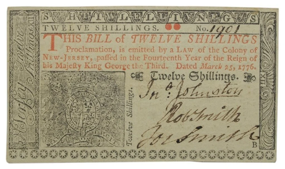 Choice New 1776 New-Jersey 12 Shillings Note