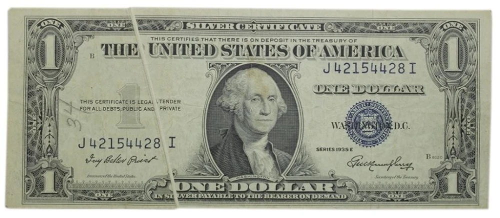 VF Series 1935-E Gutter Fold Error $1
