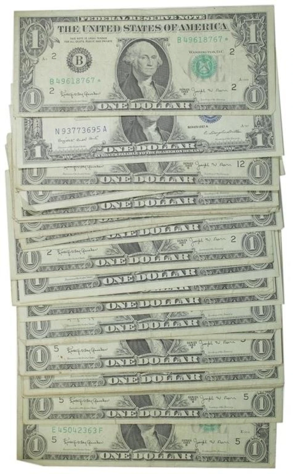 Stack of Average Circulated Barr $1 Notes