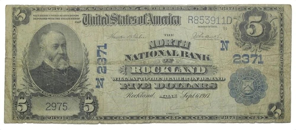 Maine. Rockland. Series 1902 National Currency $5