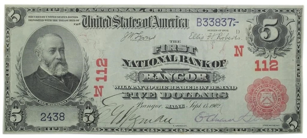 Maine. Bangor. Series 1902 National Currency $5