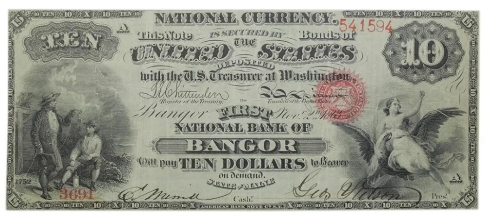 Maine. Bangor. Series 1863 National Currency $10