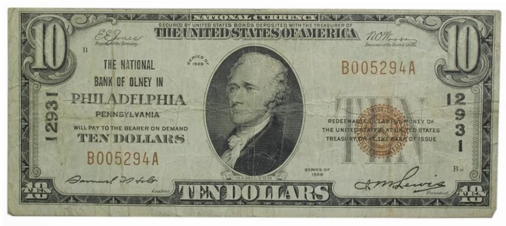 Scarce 1929 Philadelphia $10 National