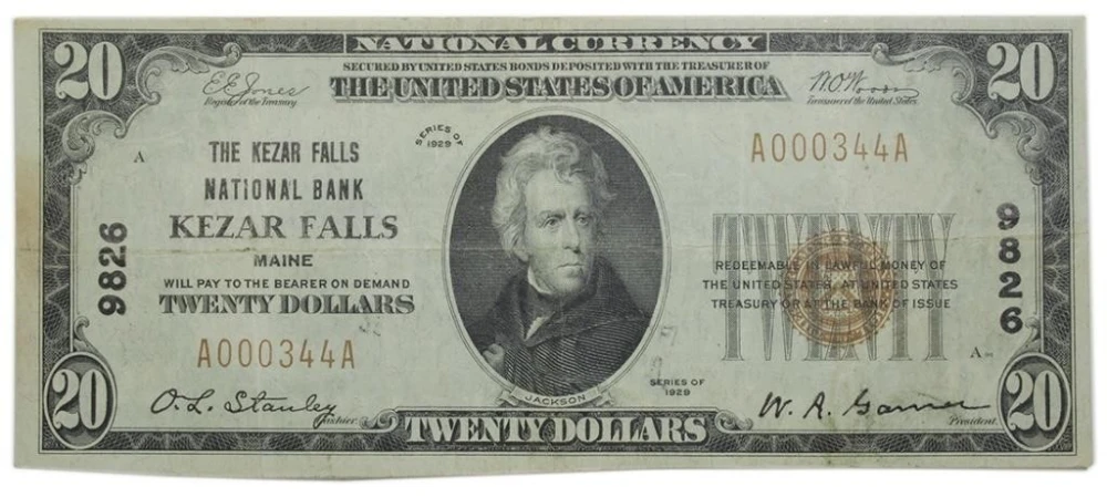 Maine. Kezar Falls. VF Series 1929 $20