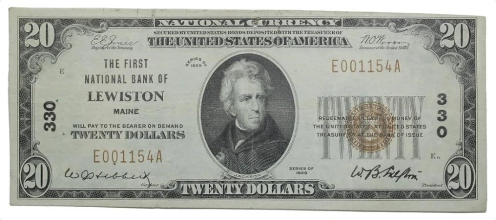 Maine. Lewiston. VF Series 1929 $20