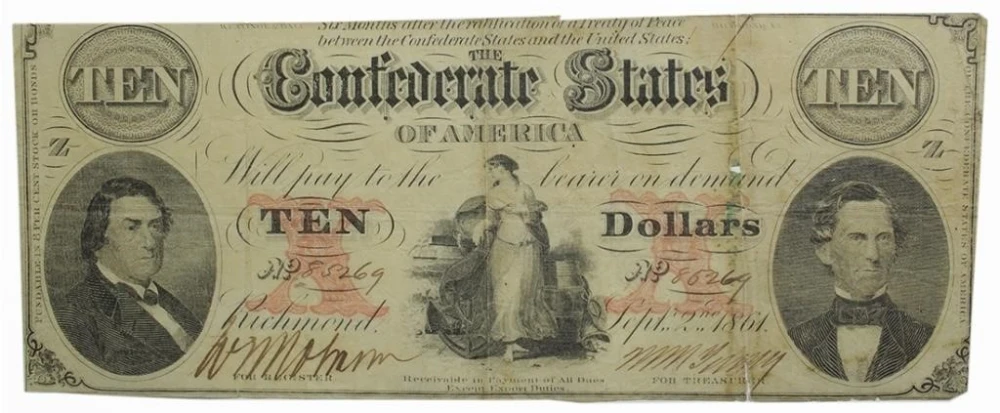 Scarce 1861 Confederate $10