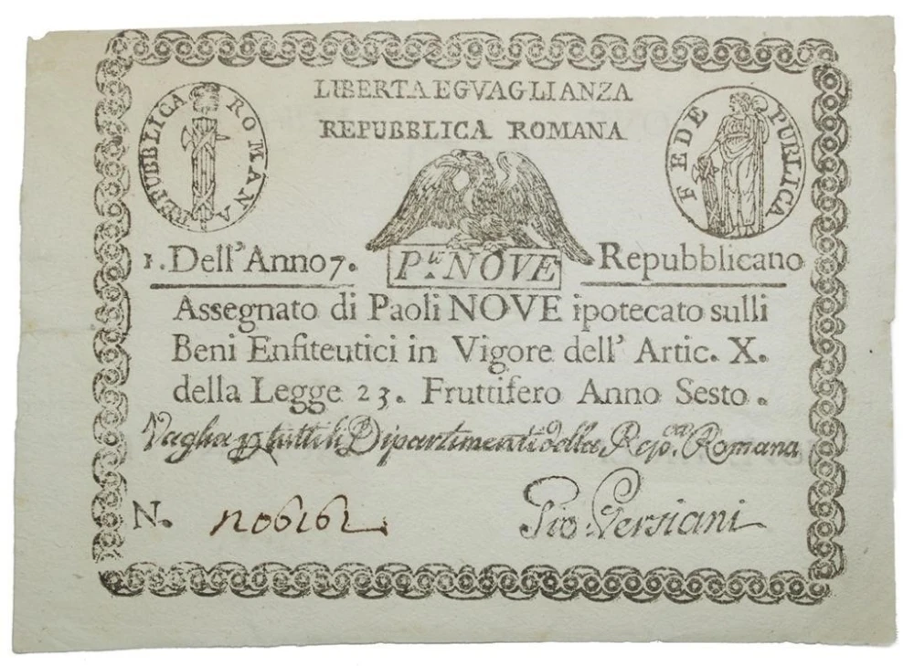 Italy. EF to AU 1798 9 Paoli Note