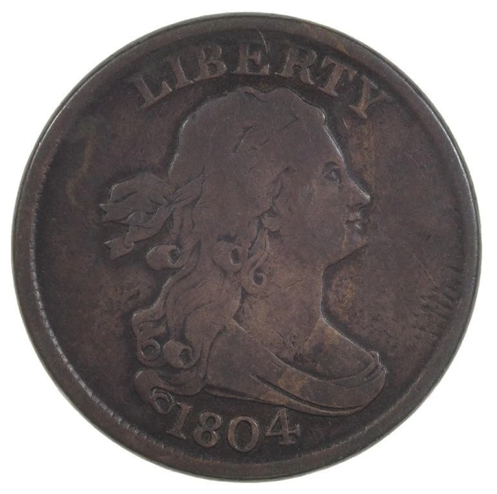 Fine-12 Details 1804 Spiked Chin Half Cent