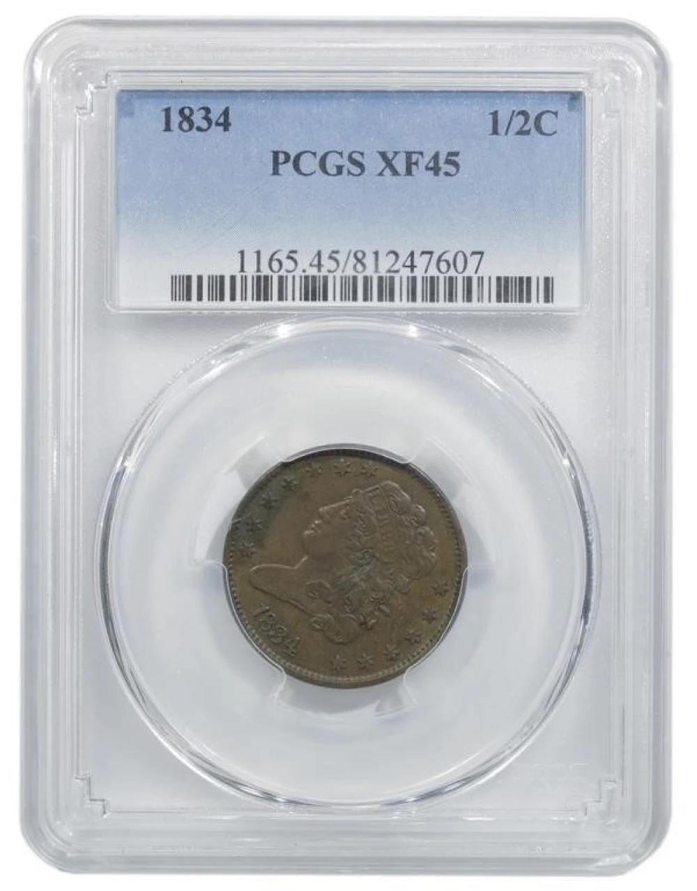 PCGS EF-45 1834 Half Cent