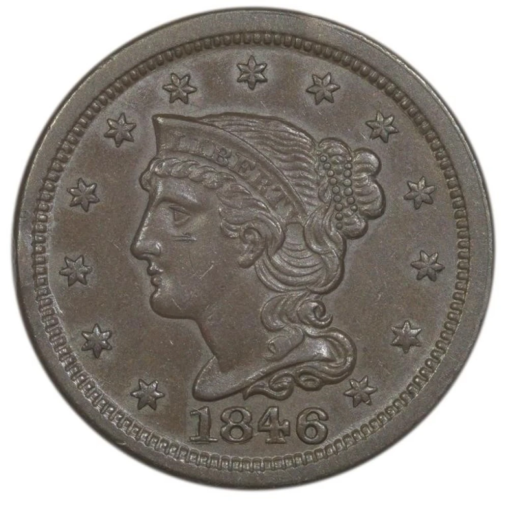 MS-60 Brown 1846 Small Date Cent