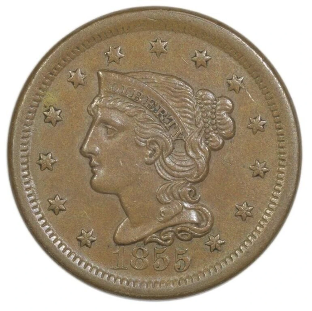 AU-58 1855 Cent