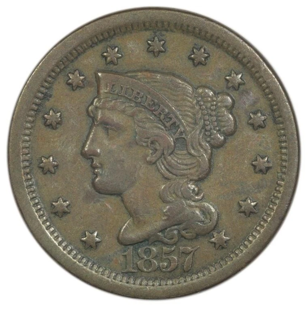 EF-40 or Finer 1857 Large Cent