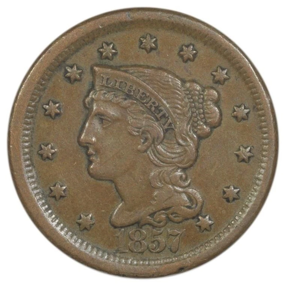 A Second EF-40 or Finer 1857 Large Cent