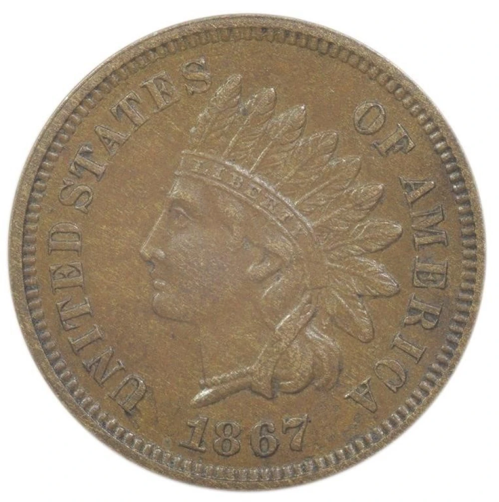 EF/AU-45/50 1867 Indian Cent