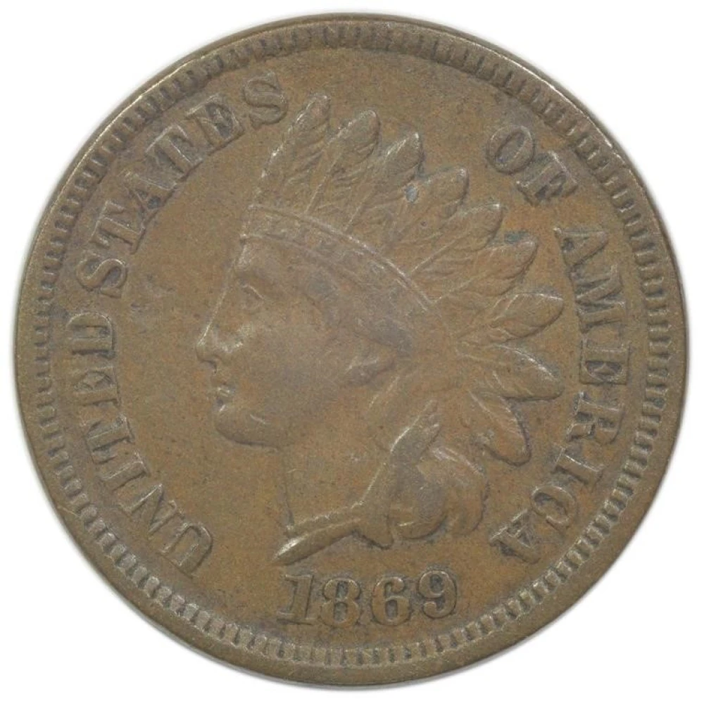 EF-40 Details1869 Indian Cent