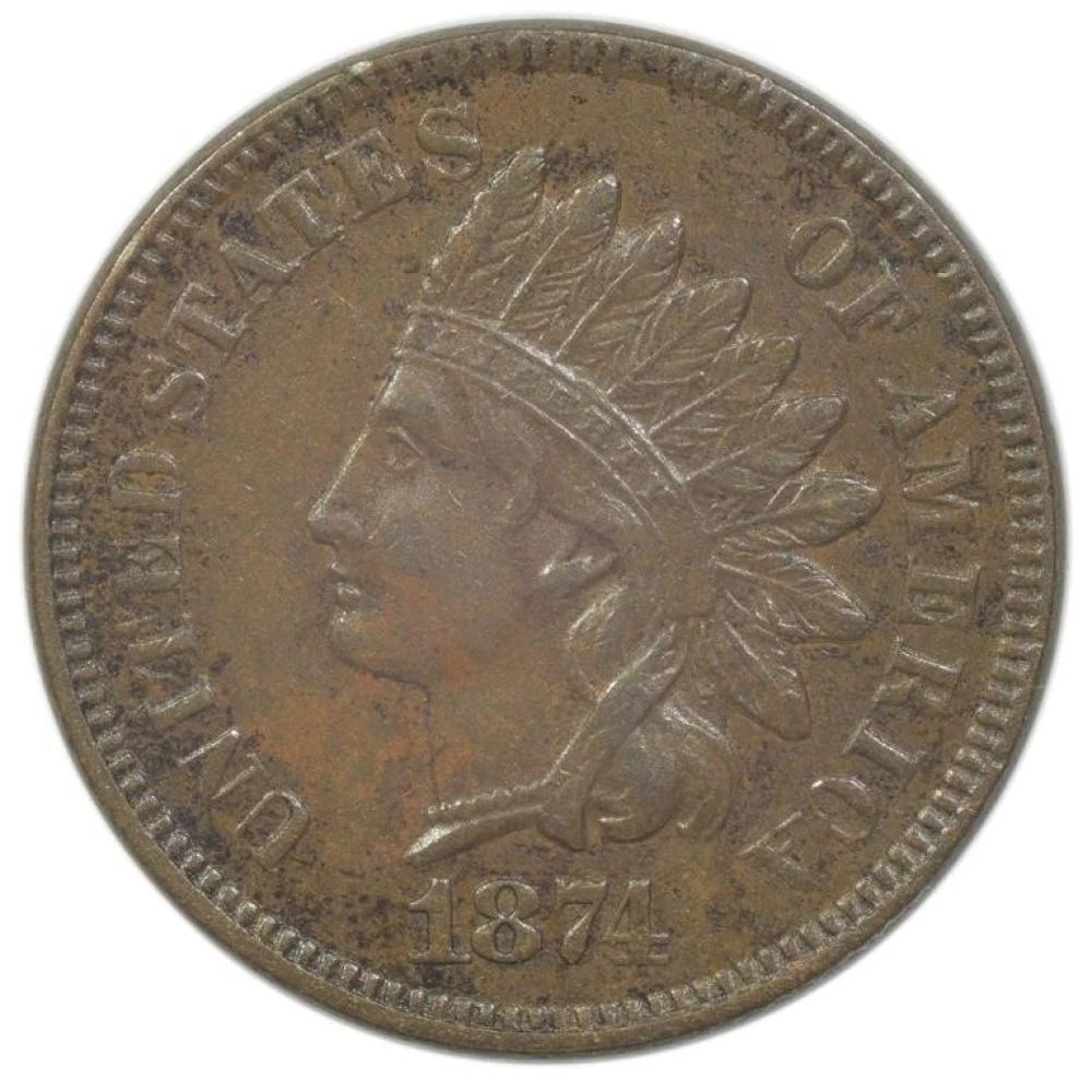 AU-50 1874 Indian Cent