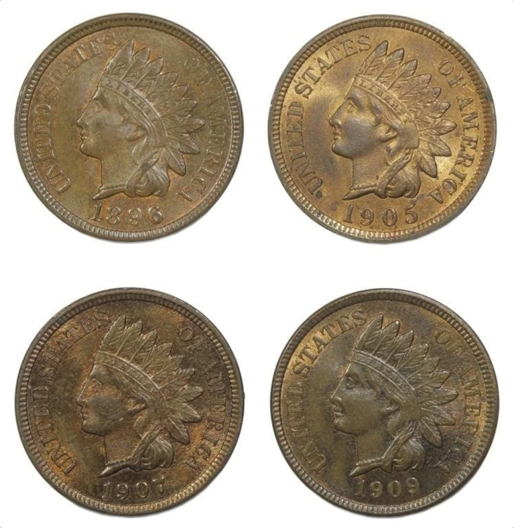 4 Different Mint State Indian Cents