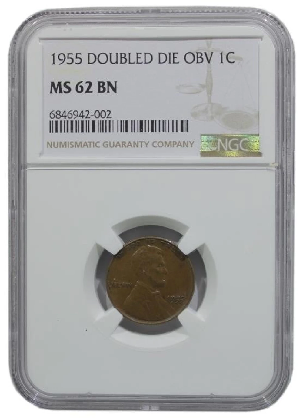 NGC MS-62 Brown 1955 Double Die Lincoln