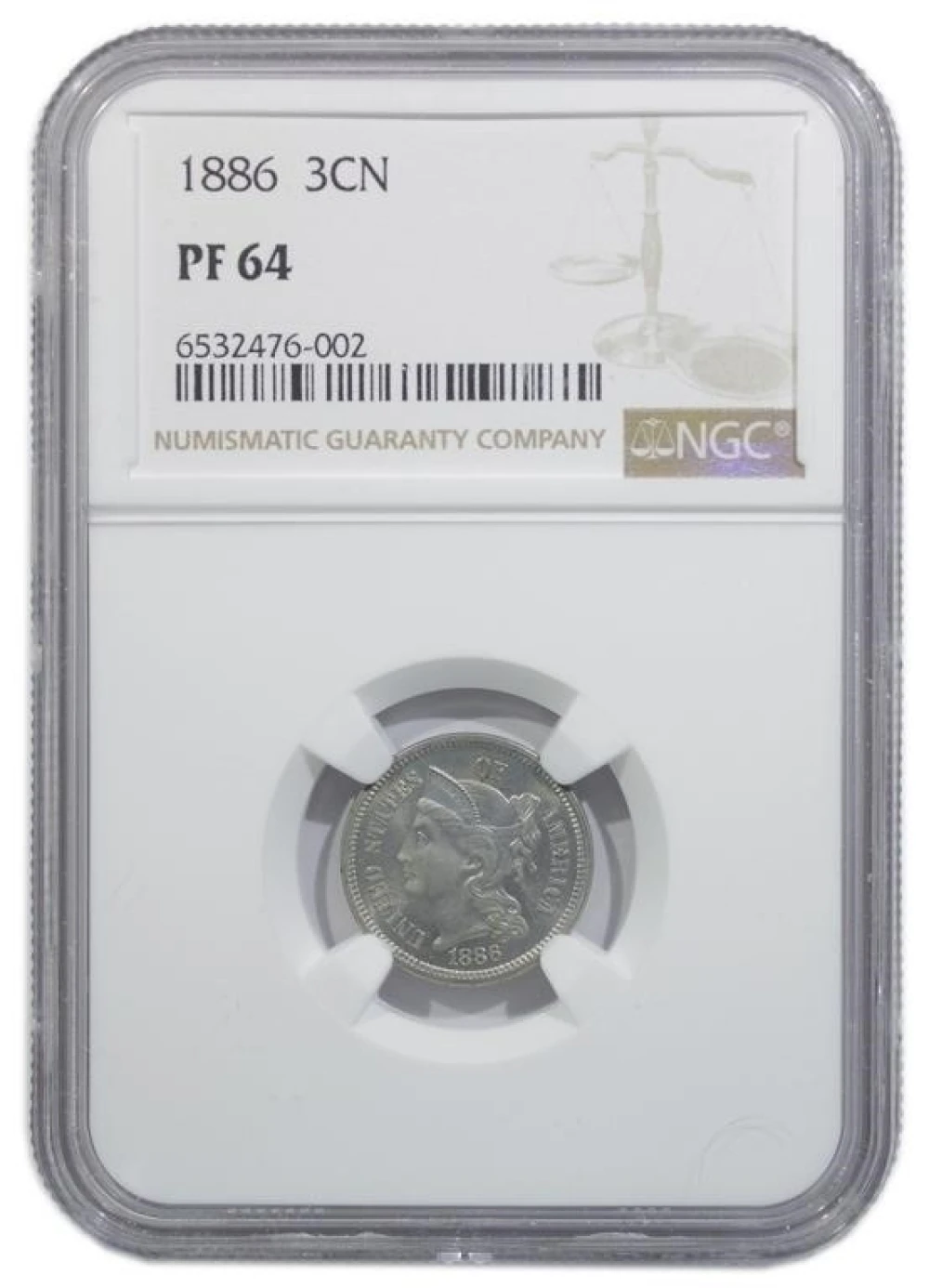 NGC Proof-64 1886 Nickel Three-Cents