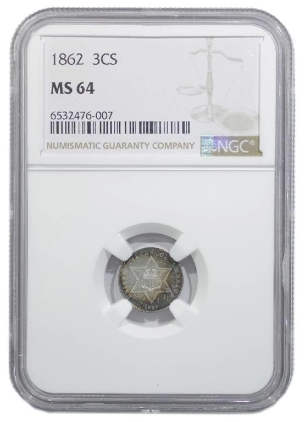 NGC MS-64 1862 Silver Three-Cents