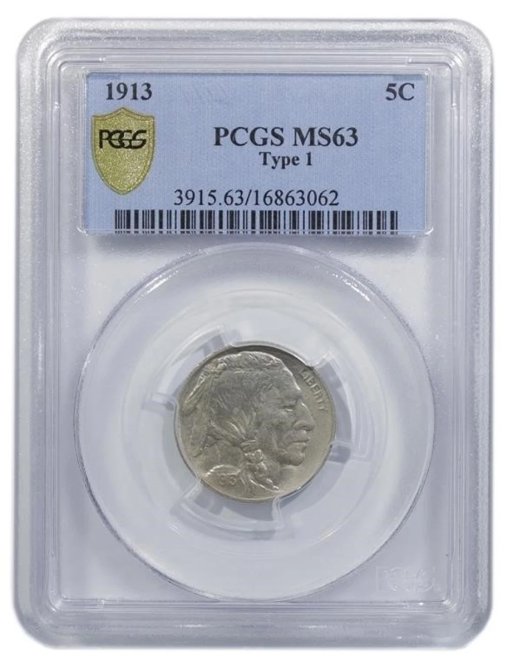 PCGS MS-63 1913 Type I Buffalo Nickel
