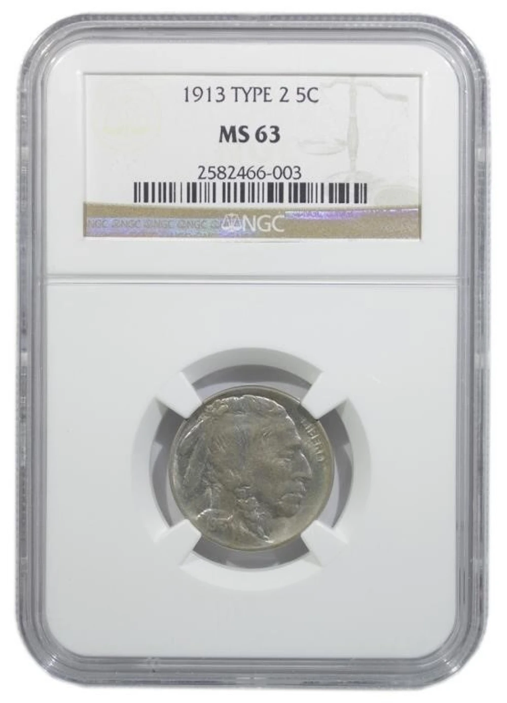 NGC MS-63 1913 Type II Buffalo Nickel