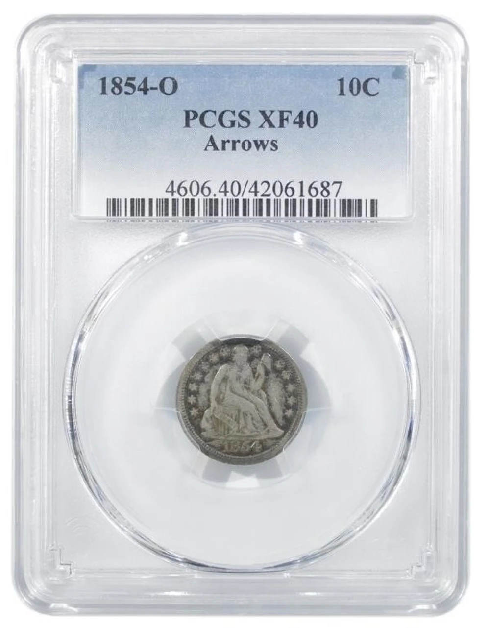 PCGS EF-40 1854-O Arrows Dime