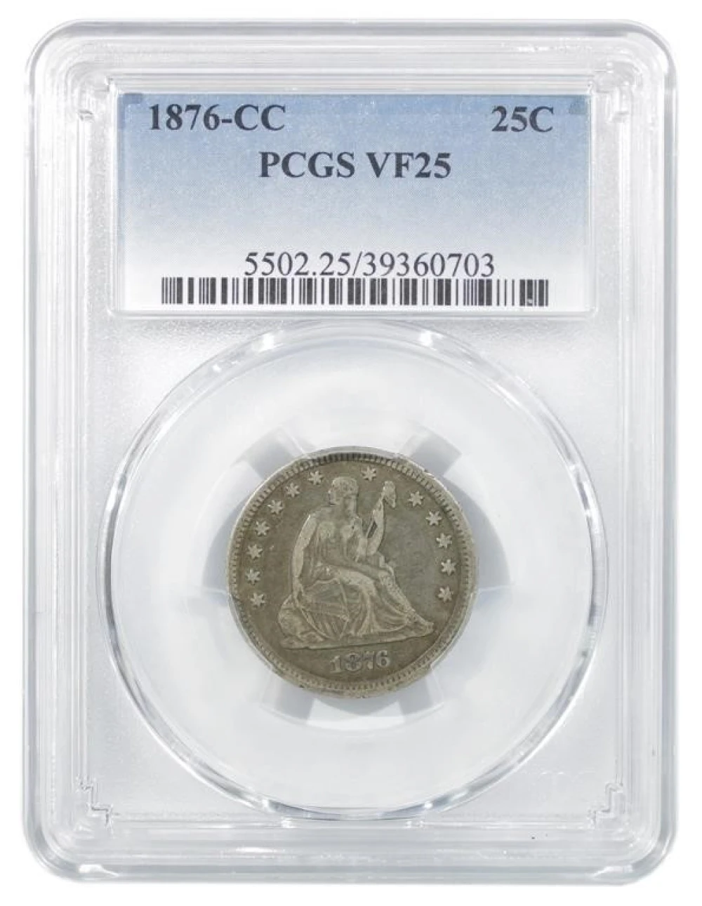 PCGS VF-25 1876-CC Quarter