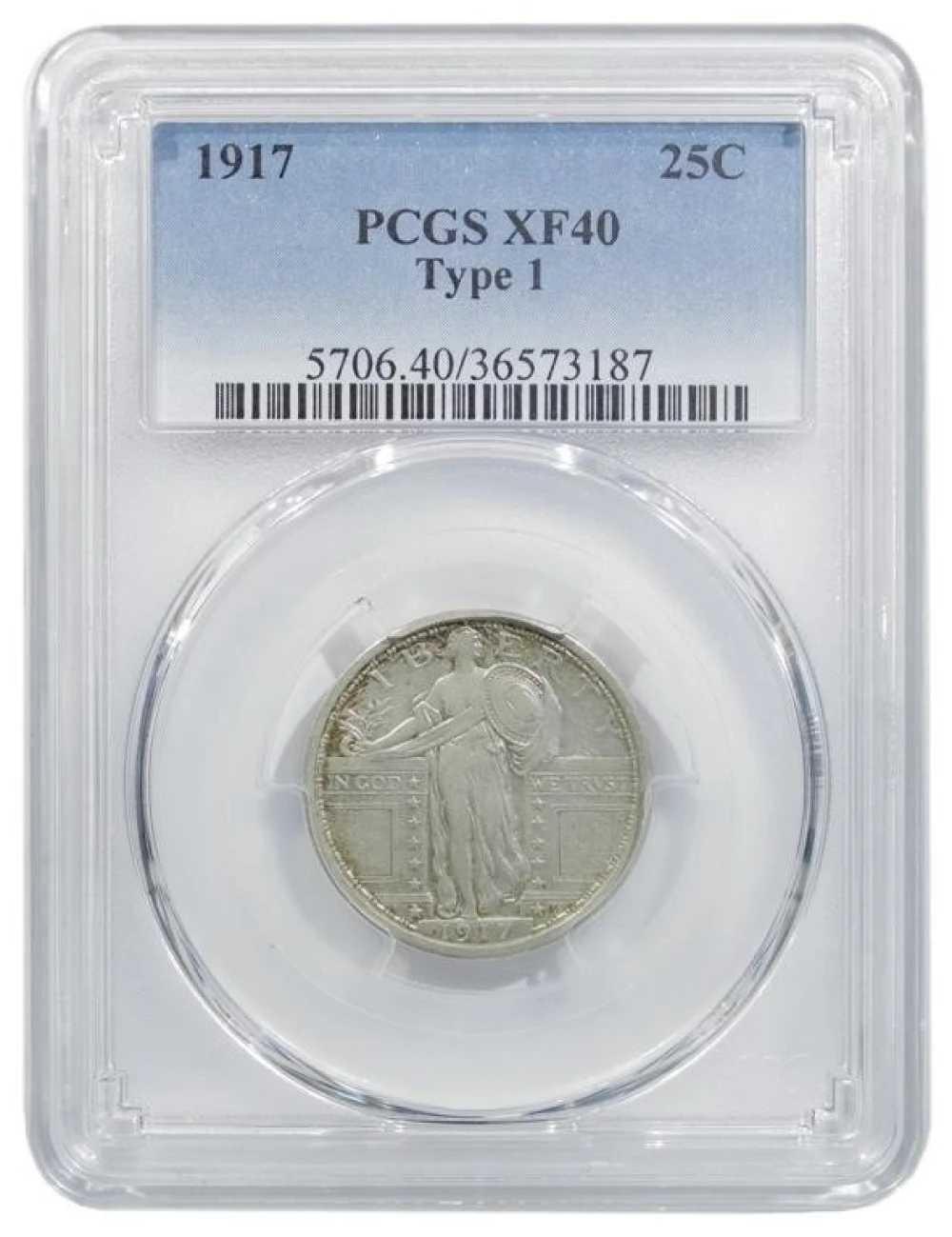 PCGS EF-40 1917 Type I Quarter