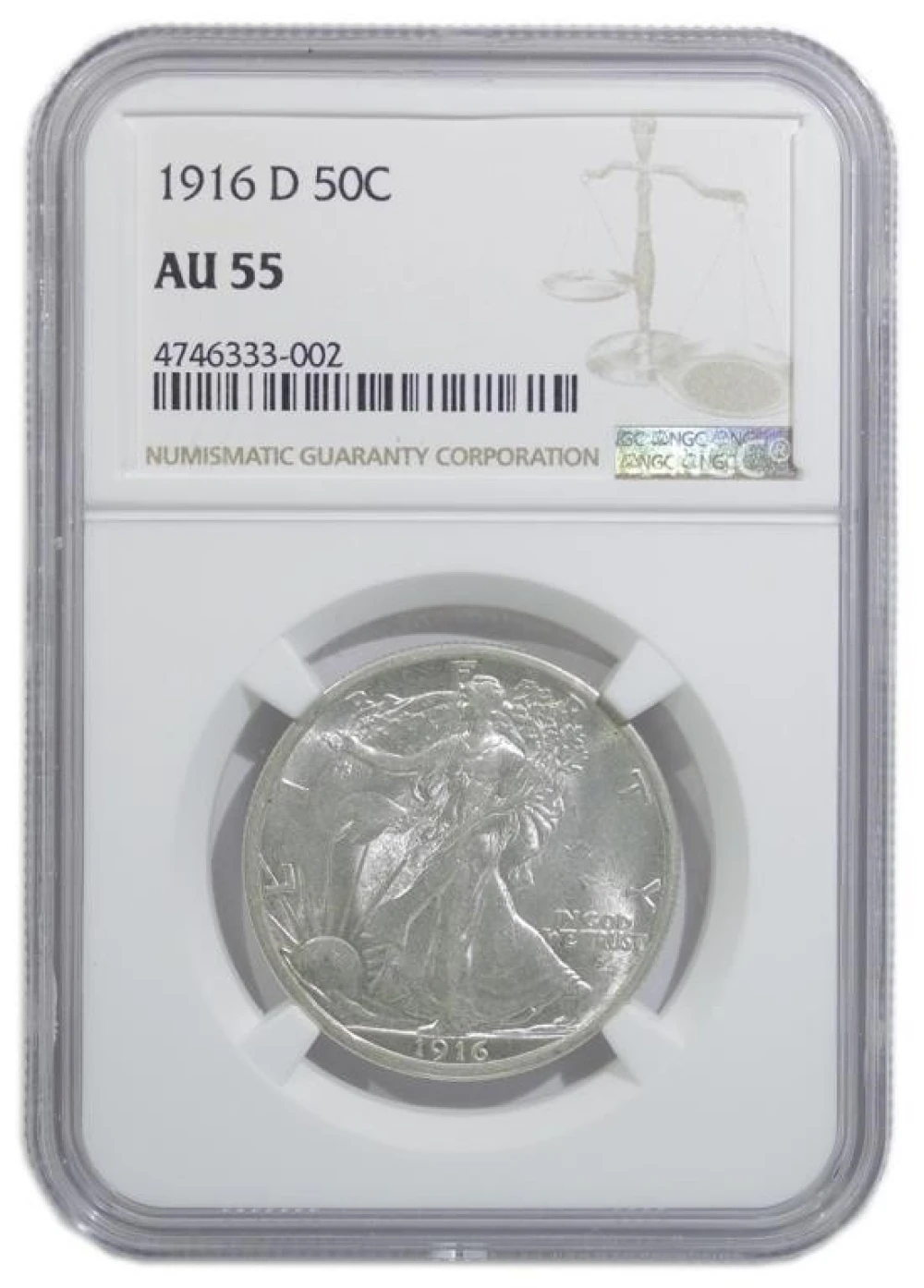 NGC AU-55 1916-D Half Dollar