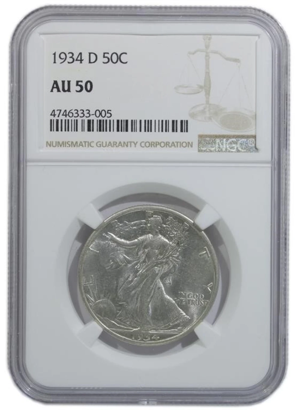 NGC AU-50 1934-D Half Dollar