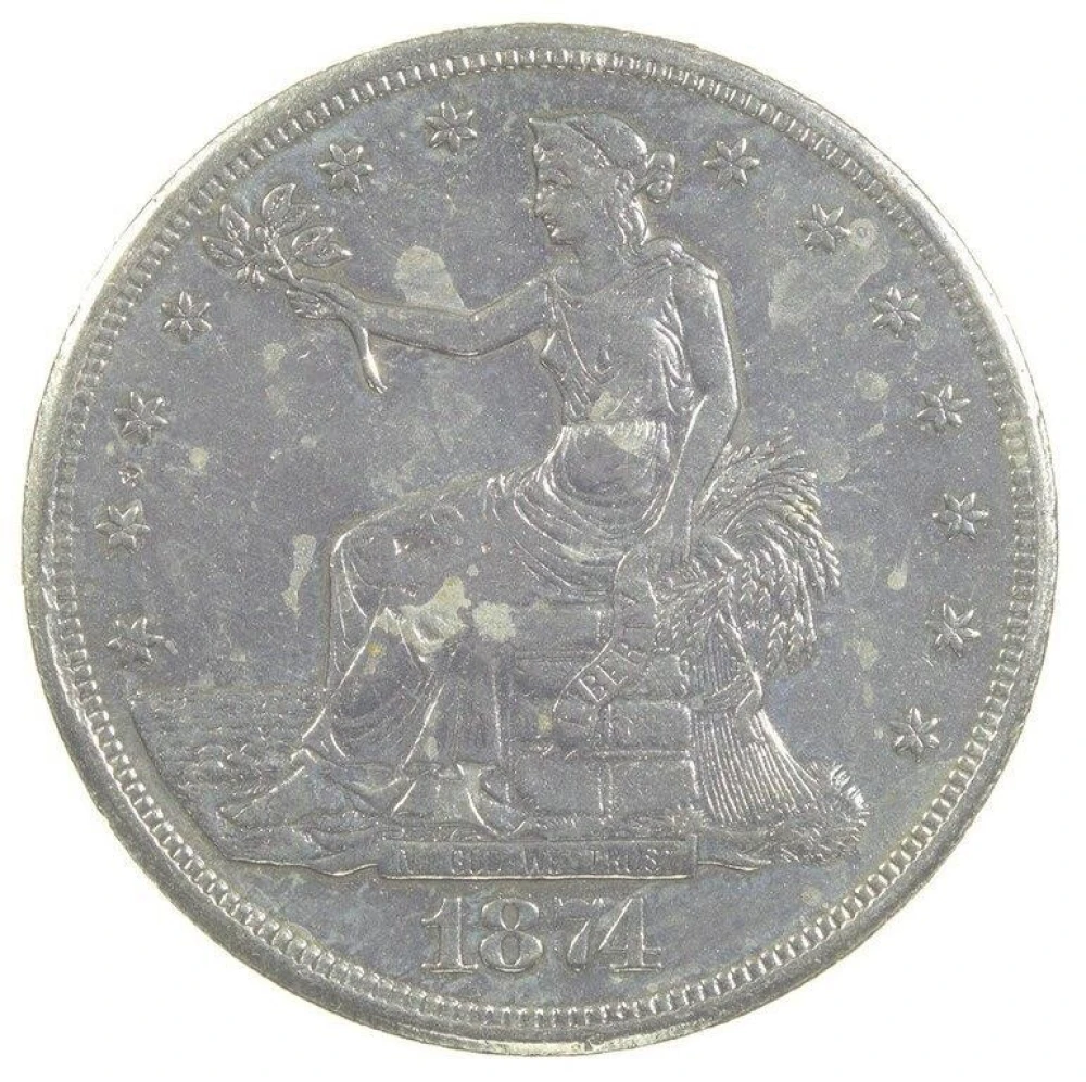 AU Details 1874-S Trade Dollar