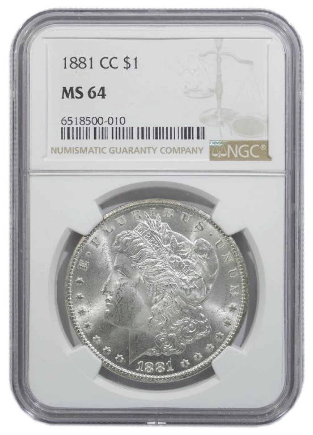NGC MS-64 1881-CC Morgan $1