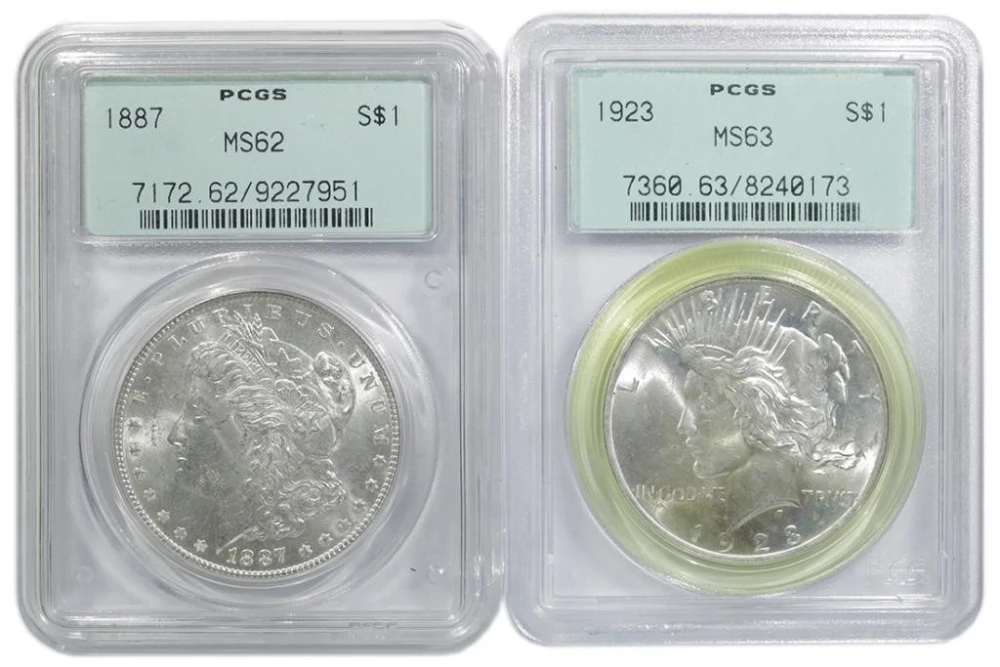PCGS-Certified Morgan and Peace Dollar Duo